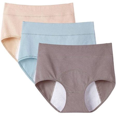 3 stk. menstruationssikre trusser til kvinder, menstruationsundertøj i bomuld