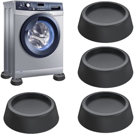 Pieces Svart Antivibrasjonsmatte for Vaskemaskin, Antistøy Vaskemaskinføtter med Gummipute, for Vaskemaskiner, Tørketromler, Møbler, Anti Vi