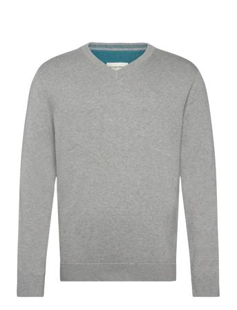 Basic V-Neck Knit Tops Knitwear V-necks Grey Tom Tailor