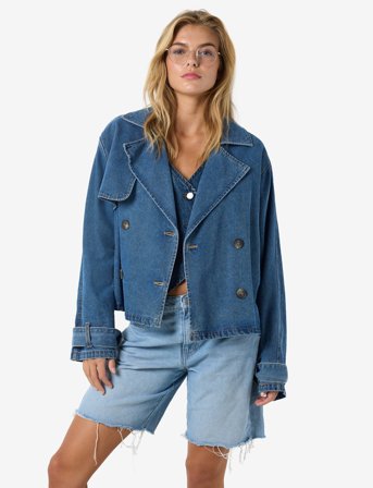 NOISY MAY Nmarizona Short Trenchcoat - Blue - L