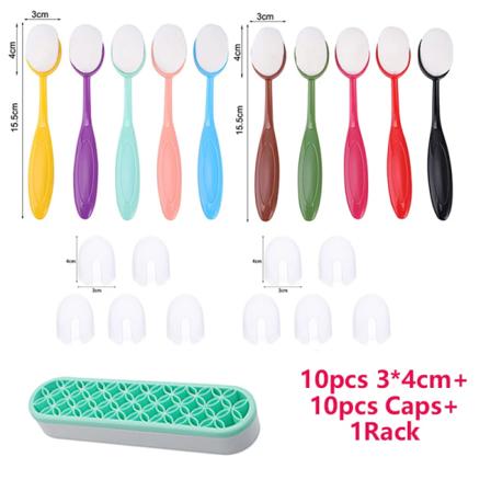 Stora/små släta blandningsborstar Mjuka regnbågsteckningar Målningsborstar Flat Kit Bläck Appliceringsverktyg för gör-det-själv-kort Brushes Caps Rack