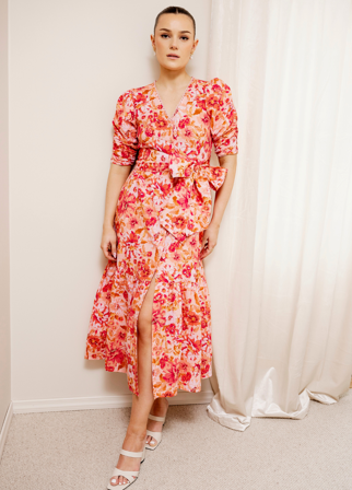 MISSMAYA - Sylvie Dress Coral Garden Linen - S