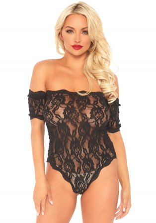 Lace teddy and bottom black S/M
