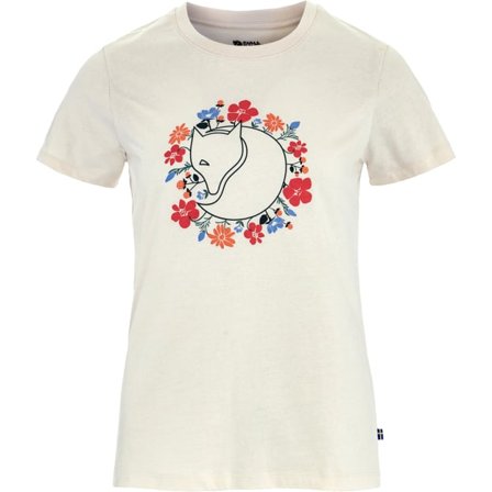 Fjällräven Women's Fjällblomster Fox T-Shirt in Chalk White | Size: Large, Organic Cotton
