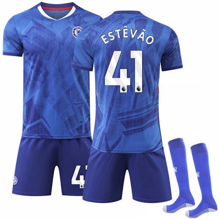 2025-2026 Chelsea Hjemme Børnefodboldtrøje med strømper NO.41 Estêvão_yu