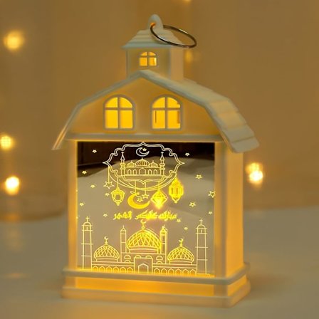 LED Ramadan-lykt, Smijern Nattlampe, Bærbar Eid Mubarak Dekorasjon (B)