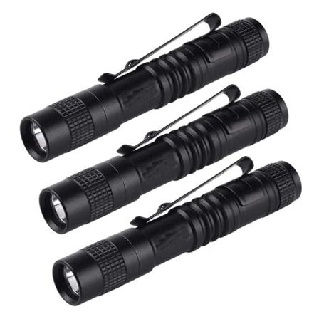 3x Lommelyktpenn Lommelykt Super liten Mini Aaa Xpe-r3 Led Lampe Belteklips Lys Lommelykt Med Hull