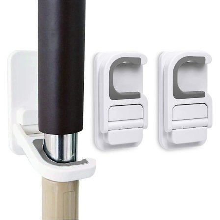 3 stk kosteskaft- og moppeholder, selvklebende, ingen boring, kosteskaft- og moppeholdere, veggmontert moppe- og rakeholder