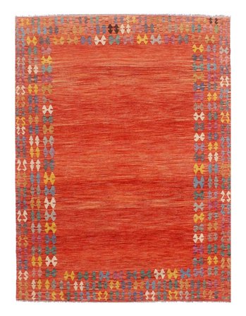 Kilim Afghan Old Style Rug Hand Woven 209X295 Dark Red/Red