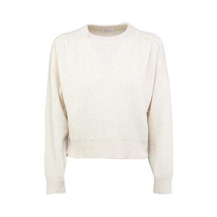 Brunello Cucinelli, Round-neck Knitwear Beige, Dames, Maat:XS,Polyamide