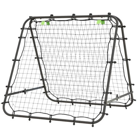 Football Rebounder Kickback Goal Rebound Wall Net Dobbeltsidet Rebound Justerbar i 5 niveauer til fodboldtræning Stål Sort 100 x 95 x 90 cm