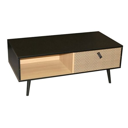 Urbant liv - Contemporary low table med träeffekt Chelsea - L. 100 x H. 40 cm - Svart