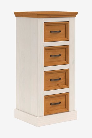 Loft24 - Selma kommode med 4 skuffer i furu - Hvit - Skap - Fra Homeroom