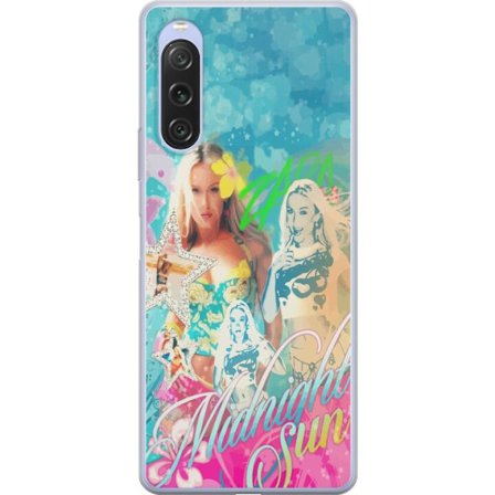 Yhteensopiva Puhelinkuori Sony Xperia 10 V Seikkailumaailma Steve, Creeper ja eläimillä värikkäässä palikkagrafiikassa