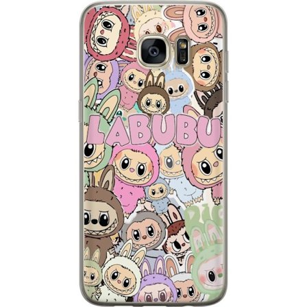 Kompatibel Mobilcover til Samsung Galaxy S7 edge Rosa kawaii-komposition med søde animerede figurer og bløde former