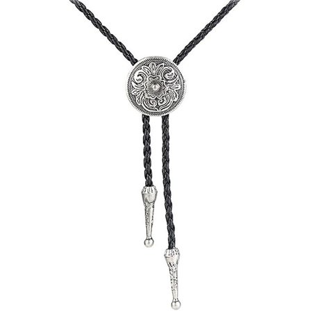 Acsergery Herr Dam Halsband Vintage Punk Blomma Bolo Slips Hänge Halsband Äkta Läder Present