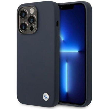 BMW iPhone 14 Pro Max Mobilskal Magsafe Silicone Metal Logo - Navy