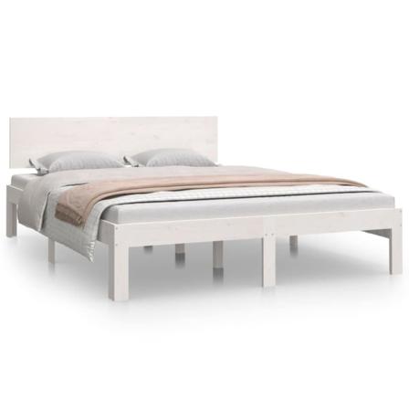 Vidaxl Sängram Vit Massivt Trä 150x200 Cm 5ft Vit