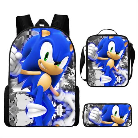Ny Sonic barneskoleveske animert 3d-trykt ryggsekk Sonic barnesekk i tre sett Y #39