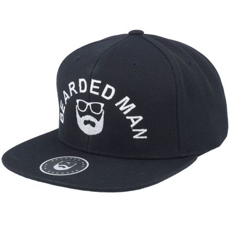 Bearded Man - Svart snapback Keps - Half Circle Black Snapback @ Hatstore