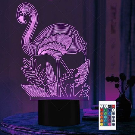 3D Luova Flamingon Kaukosäädin 16 Värillinen Yövalo Illuusio Akryyli LED Pöytä Yöpöydän Lamppu Lasten Makuuhuoneen Työpöydän Koriste Syntymäpäivä 