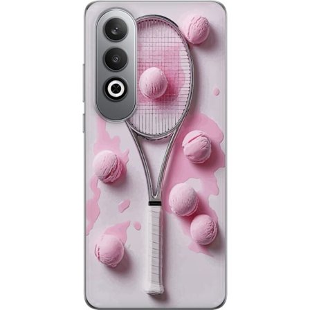 Kompatibel Mobilcover til OnePlus OnePlus Nord CE4 Rosa glaskugler og tennisketsjer i et kreativt stillbillede med legende popfølelse og moderne desi