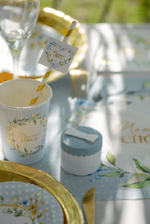 Gåvoask i tyg 4-pack blå - Baby Shower Dekoration - Dop Dekoration - Kalaslagret.se