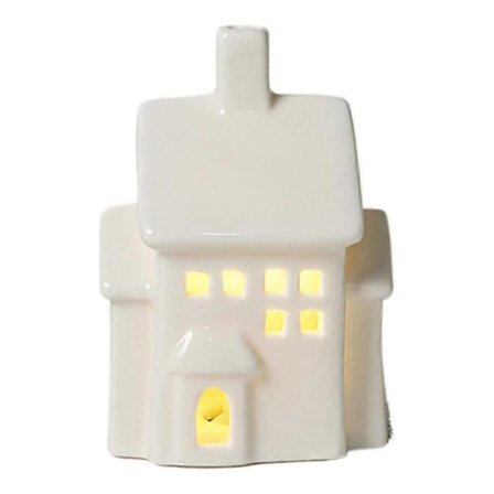 Hvide Porcelæns Festival LED Lysende Hvide Huse Dekor Miniature Festival