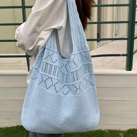 Damaxelväskor Virkad väska BLÅ - spot försäljning