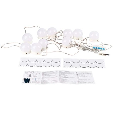 10-pack LED-sminkningsspegelbelysningsset med dimbar glödlampa