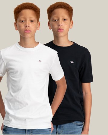 GANT C-NECK T-SHIRT 2-PACK Sort T-shirts Dreng - Kids Brand Store