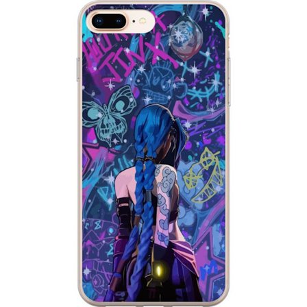 Yhteensopiva Puhelinkuori Apple Apple iPhone 7 Plus Värikäs graffitipiirros, jossa on sinisellä hiuksilla varustettu hahmo kaupunkimaisessa neon-ty