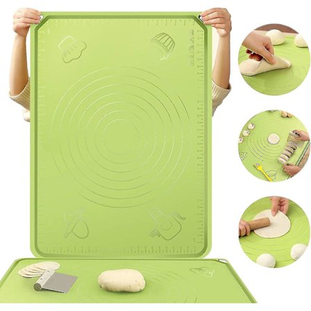 Silikon Bakematte for Deig, Brød Baking, Kjøkken, Stor med Deigkutter & Kjevle, Pakke med 3 (FMY)