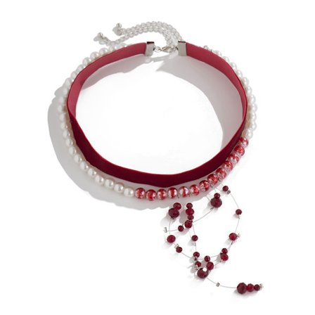 Vampyrkostymtillbehör för kvinnor Blod-halsband Halloween Choker Halsband Set Vampyr Droppande Blod Pärlhalsband Choker Goth Choker