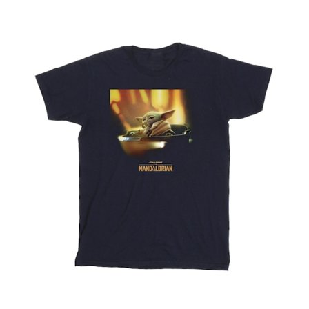 Star Wars Girls The Mandalorian Grogu Målad Bomull T-shirt 3-4 år Marinblå