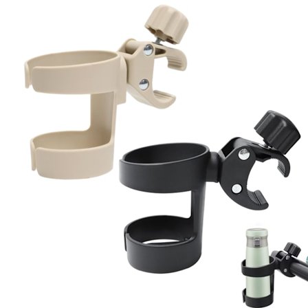 360 Graders Rotation Justerbar Kopholder til Kørestole, Cykler, Rollatorer - Stort Design Bærbar Aftagelig Sikker Fastgørelse, Sort+