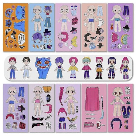 Kpop Demon Hunters Girl Group-klistremerker - 10 ark DIY tegneserie-klistremerker for barn, gaver