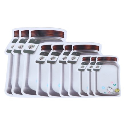 Återanvändbara Förslutningsbara Zip-påsar Matförvaring Snackspåsar 3st L 4st M 3st S