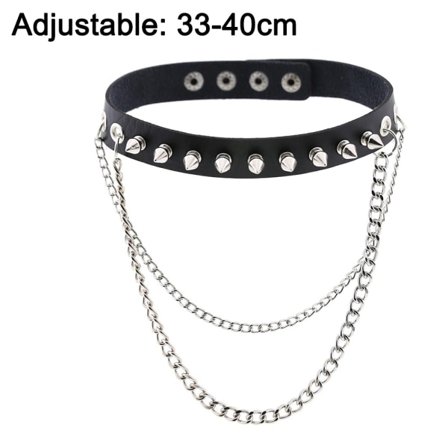 IC Punk Goth Metall Spiked Ledd Lær Krage Choker