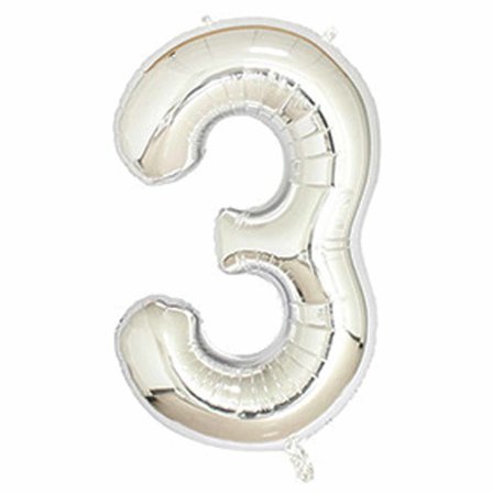 Stor siffer ballong i sølv for bursdagsfest 102cm - 3