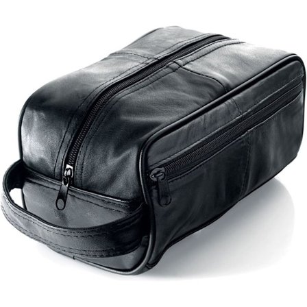 Toalettmappe i svart skinn for menn/Vaskepose for menn