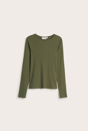 Kappahl | Prążkowany top z długimi rękawami Zielony khaki XS | Zielony khaki