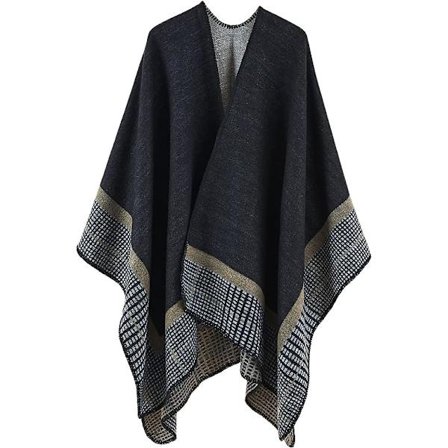Ponchos för kvinnor, sjalar, wraps, överdimensionerad vinterscarf, dam poncho, stickad poncho, cape, varm, trendig, bärbar filt, huvtröja, långa 