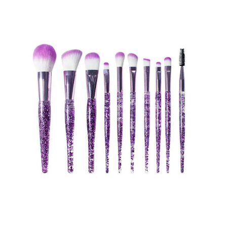10PCS Glitter Shinng Crystal Makeup Brushes Set Cosmetic Beauty Powder Brush Concealer Eye Shadow Complete Makeup Kit Tool Women