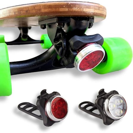 LED Skateboard Lys - LED Longboard Lys Foran og Bagpå USB Genopladelig. Ideelt Elektrisk Skateboard Lys Kit. 2 USB Kabler og 2 Stropper Inkluderet.