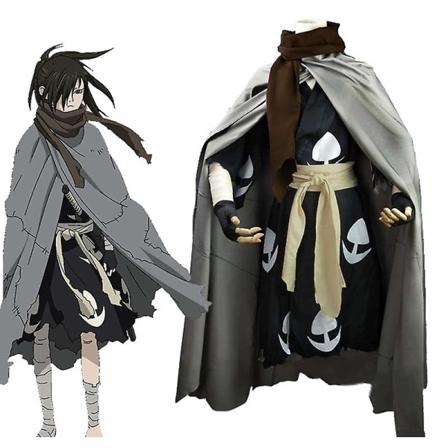 Nytt mode Anime Dororo Cosplay kostym Hyakkimaru Kimono Cosplay kostym Halloween mantel+kimono+halsduk Fullt set Peruker Cloak with clothes S