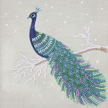 Crystal Art timanttikortti - Peacock - 18 x 18 cm