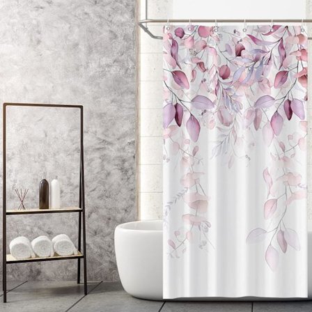 Röd löv duschdraperi, salvia röd vår botaniska växter badkar