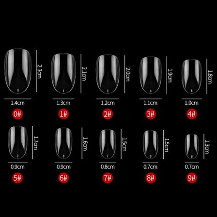 500 kpl Short Ellipse Full Cover tekokynsien kärjet akryyligeeli Ma