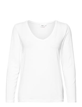 Adeliasz V-N Ls Blouse Langærmet T-shirt Hvid Saint Tropez